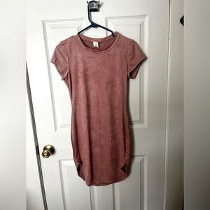 JANUARY 7 FAUX PINK SUEDE MINI DRESS